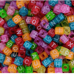 Miçangas Dadinho Transparente  Alfabeto Colorido 10 Gramas  