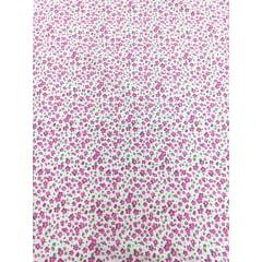 Tecido Cotton Ligth Branco Florzinhas Pink