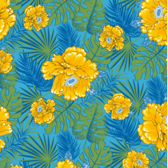 Tecido Chita Azul Flores Ref:2841