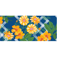  Tecido Chita Azul Flores Ref:2844 