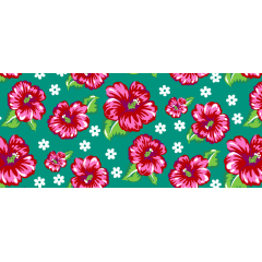  Tecido Chita Verde Flores Ref:2864