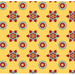 Tecido Tricoline Amarelo Flores Mandala Ref:5366
