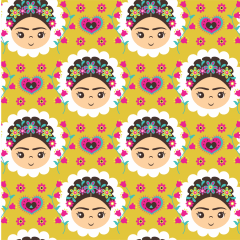 Tecido Tricoline Amarelo Frida Kahlo Ref 6178