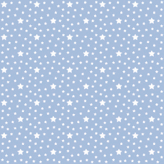 Tecido Tricoline Azul Bebê Estrelas Branca