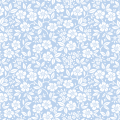 Tecido Tricoline Azul Bebe Flores e Folhas Ref:1319
