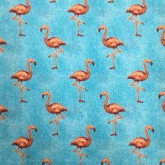 Tecido Tricoline Azul Flamingo Poeirinha