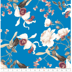 Tecido Tricoline Azul Floral Ref:8054 