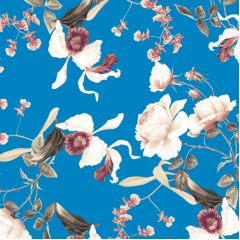 Tecido Tricoline Azul Floral Ref:8054