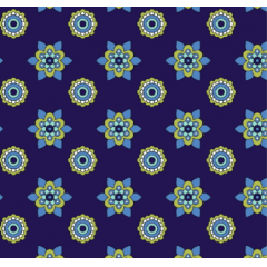 Tecido Tricoline Azul Flores Mandala Ref:5366