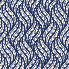 Tecido Tricoline Azul Folhas Ref:1330