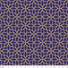 Tecido Tricoline Azul Geométrico Dourado Ref:1367