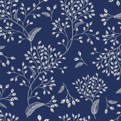 Tecido Tricoline Azul Marinho Floral Ref:1315 