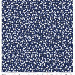 Tecido Tricoline Azul Marinho Florzinhas Ref:1326