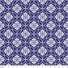 Tecido Tricoline Azul Marinho Geométrico Ref:1372