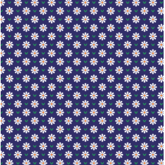Tecido Tricoline Azul Marinho Margaridas Ref:3076