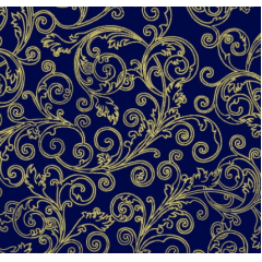 Tecido Tricoline Azul Marinho Natal Dourado Ref:1345