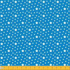 Tecido Tricoline Azul Oceano Estrelas Branca