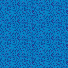 Tecido Tricoline Azul Oceano Folhas e Ramos Azul Marinho