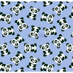 Tecido Tricoline Azul Pandas