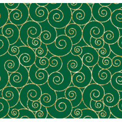 Tecido Tricoline  Caracol  Natal Verde Com Dourado Ref :1166