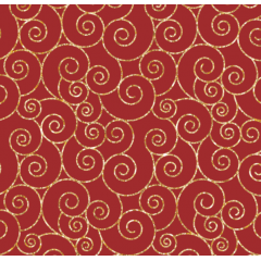Tecido Tricoline  Caracol  Natal Vermelho Com Dourado  Ref: 1166