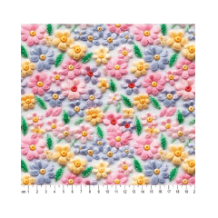 Tecido Tricoline Digital 3D Floral Amarilis Cor 01 