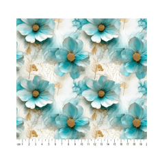 Tecido Tricoline Digital 3D Floral Jade Cor 01  