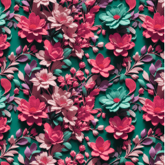 Tecido Tricoline Digital 3D Floral Ref:9017 Cor 421