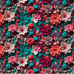 Tecido Tricoline Digital 3D Floral Ref:9017 Cor 426