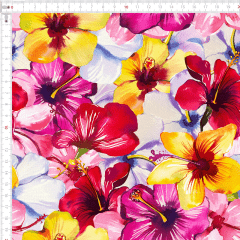 Tecido Tricoline Digital Floral Hibisco
