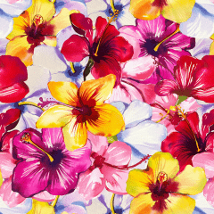 Tecido Tricoline Digital Floral Hibisco