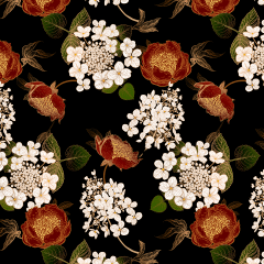 Tecido Tricoline Digital Flores Vermelho e Branco Ref 9005 