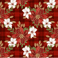 Tecido Tricoline Digital Vermelho Flores de Natal Ref:9001 