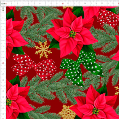 Tecido Tricoline Digital Vermelho Natal