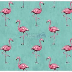 Tecido Tricoline Flamingo Verde Tifany