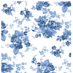 Tecido Tricoline Floral Iris Azul