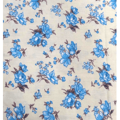 Tecido Tricoline Flores Azul