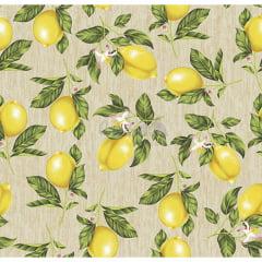 Tecido Tricoline Limão Siciliano Bege com Flores
