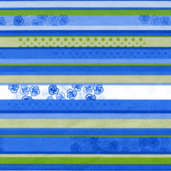 Tecido Tricoline Listras e Flores Azul