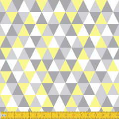 Tecido Tricoline Mini Triângulo Amarelo Com Cinza Ref 3048