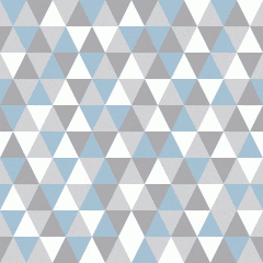 Tecido Tricoline Mini Triângulo Azul Com Cinza Ref 3048