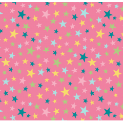 Tecido Tricoline Rosa Estrelas Coloridas 