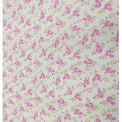 Tecido Tricoline Rosa Flor Pink  Ref : 01316 