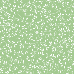 Tecido Tricoline Verde Água Folhas Branca