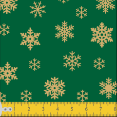 Tecido Tricoline Verde Flocos de Neve Natal