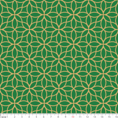 Tecido Tricoline Verde Geométrico Dourado Ref:1367
