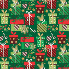 Tecido Tricoline Verde Presentes de Natal Ref: 6168