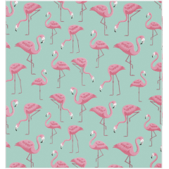 Tecido Tricoline Verde Tiffany Flamingo Rosa