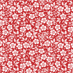 Tecido Tricoline Vermelho Flores e Folhas Ref:1319