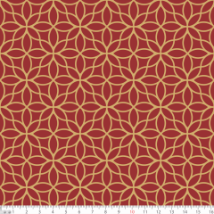 Tecido Tricoline Vermelho Geométrico Dourado Ref:1367